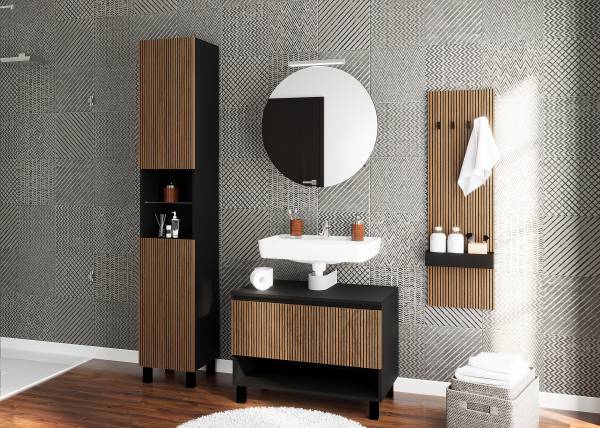 Meuble sous-vasque Holodky Imitation noyer / Noir