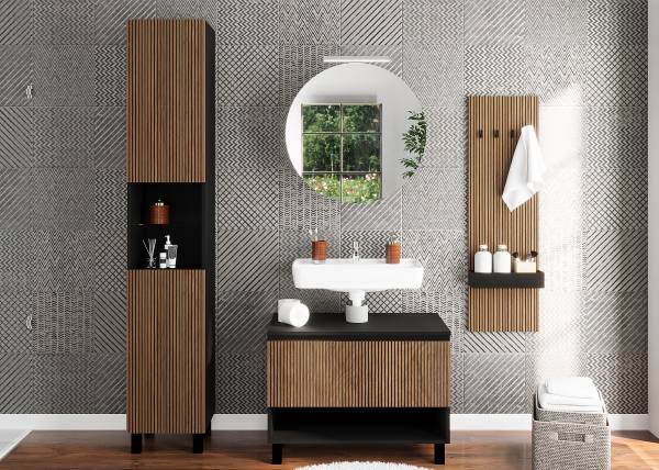Meuble sous-vasque Holodky Imitation noyer / Noir
