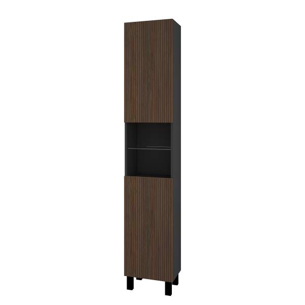 Set di 4 mobili da bagno Holodky Effetto noce / Nero