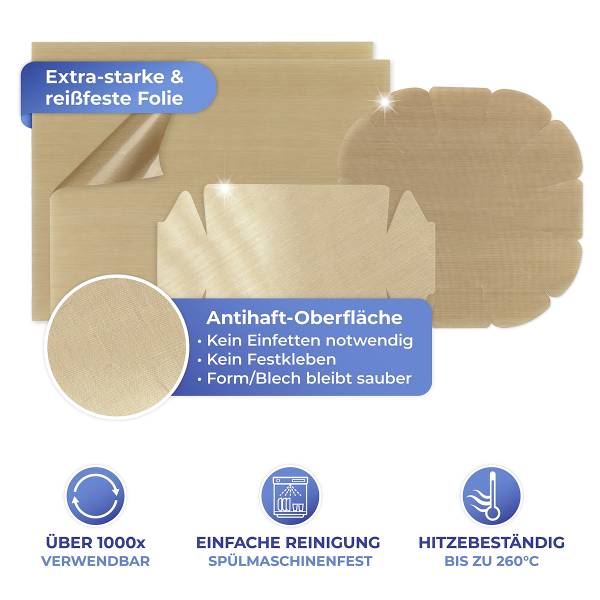 Backpapier Tabas Polytetrafluorethylen - Braun - wiederverwendbar - 4-teilig