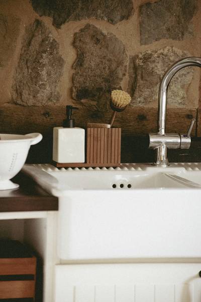 Spoelbak-organizer Mera ABS/bamboe - bruin