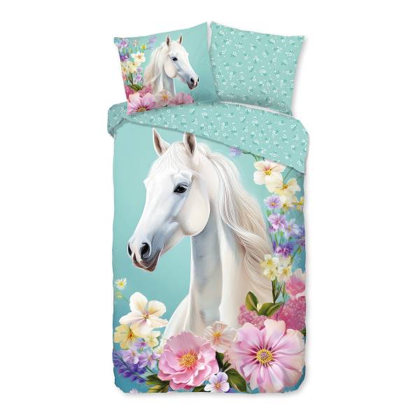 Linge de lit enfant 10148 renforcé - vert menthe - 140 x 200/220 cm + oreiller 70 x 60 cm