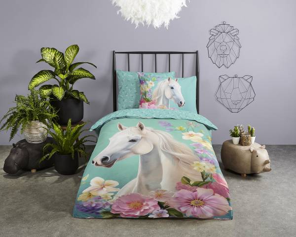 Linge de lit enfant 10148 renforcé - vert menthe - 140 x 200/220 cm + oreiller 70 x 60 cm