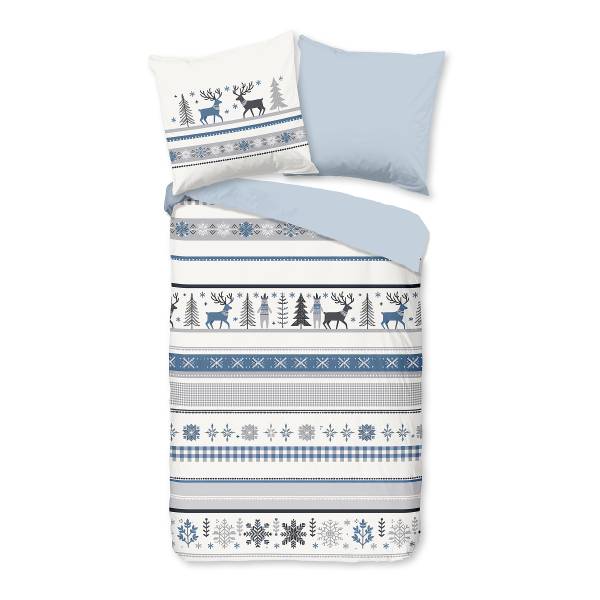 Linge de lit flanelle 33362 flanelle - bleu clair - 135 x 200 cm + oreiller 80 x 80 cm