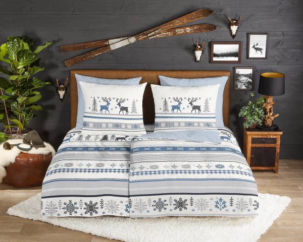 Linge de lit flanelle 33362 flanelle - bleu clair - 135 x 200 cm + oreiller 80 x 80 cm