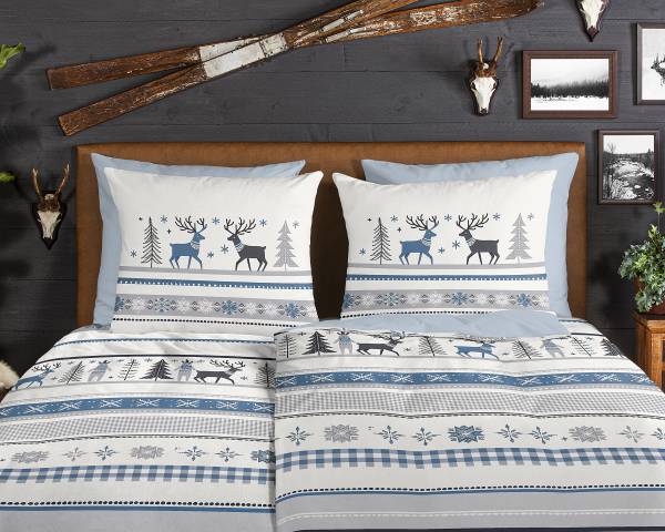 Linge de lit flanelle 33362 flanelle - bleu clair - 135 x 200 cm + oreiller 80 x 80 cm