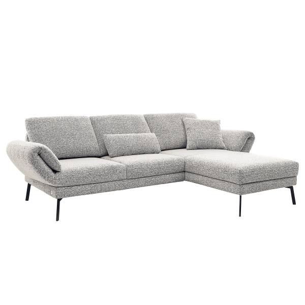 Ecksofa Cosio Lounge Flachgewebe Donaji: Weiß-Blau - Longchair davorstehend rechts