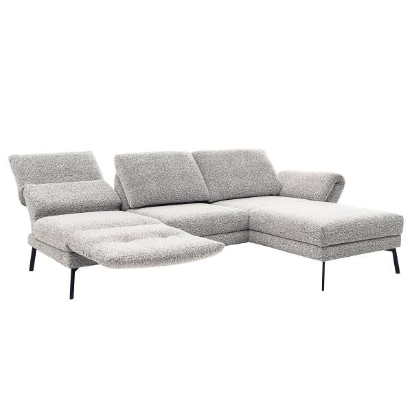 Ecksofa Cosio Lounge Flachgewebe Donaji: Weiß-Blau - Longchair davorstehend rechts