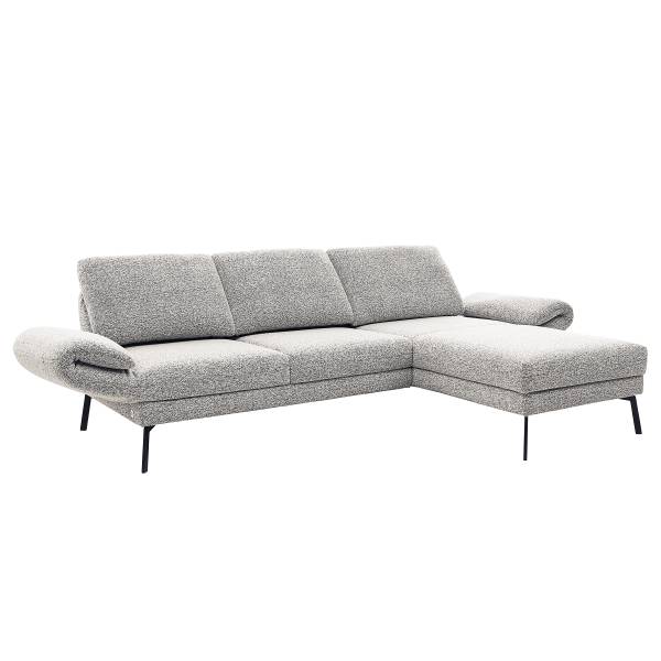 Ecksofa Cosio Lounge Flachgewebe Donaji: Weiß-Blau - Longchair davorstehend rechts