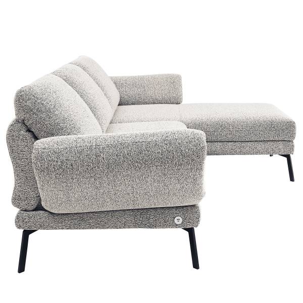 Ecksofa Cosio Lounge Flachgewebe Donaji: Weiß-Blau - Longchair davorstehend rechts