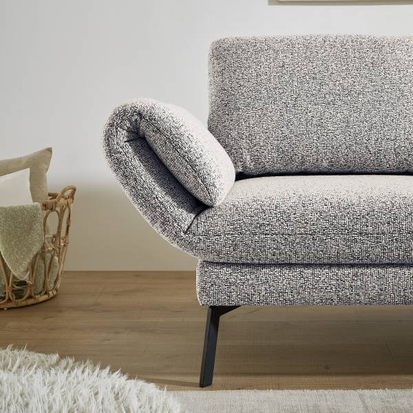 Ecksofa Cosio Lounge Flachgewebe Donaji: Weiß-Blau - Longchair davorstehend rechts