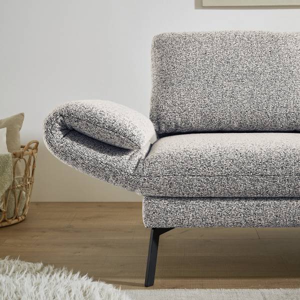 Ecksofa Cosio Lounge Flachgewebe Donaji: Weiß-Blau - Longchair davorstehend rechts