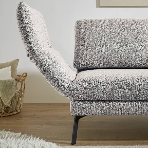 Ecksofa Cosio Lounge Flachgewebe Donaji: Weiß-Blau - Longchair davorstehend rechts