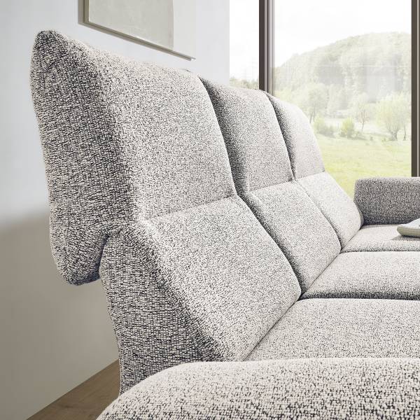 Ecksofa Cosio Lounge Flachgewebe Donaji: Weiß-Blau - Longchair davorstehend rechts