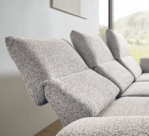 Ecksofa Cosio Lounge Flachgewebe Donaji: Weiß-Blau - Longchair davorstehend rechts