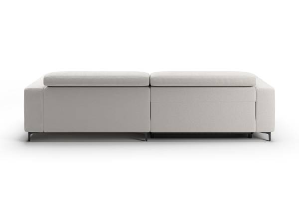 Ecksofa THE PURIST opt. Relaxfunktion Feincordstoff Feena: Weiß - Longchair davorstehend rechts - Kopfstütze verstellbar - Relaxfunktion