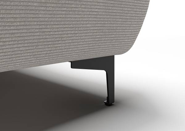 Ecksofa THE PURIST opt. Relaxfunktion Feincordstoff Feena: Weiß - Longchair davorstehend rechts - Kopfstütze verstellbar - Relaxfunktion