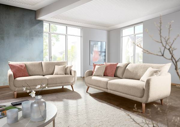 Canapé 2 places Serrera Tissu structuré Hotaru: Beige