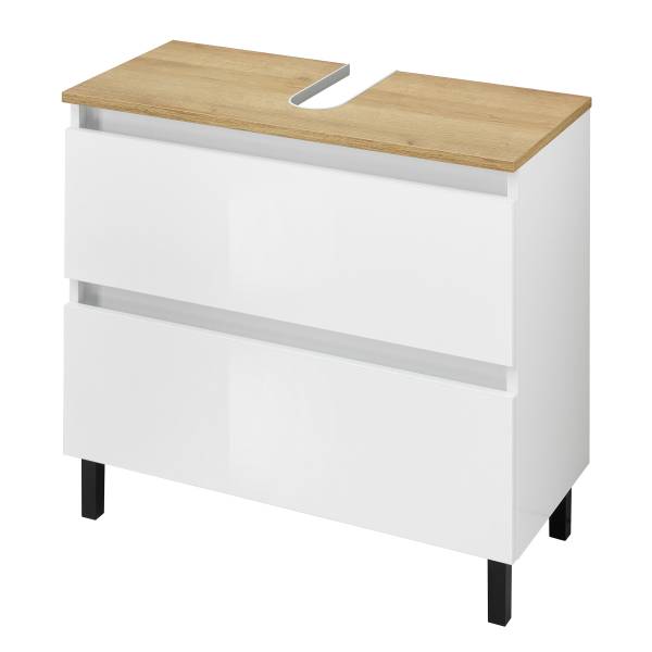 Wastafelonderkast Quickset 360 B wit glans/Riviera eikenlook