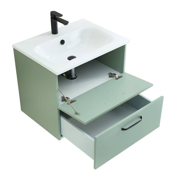 Einzelwaschtisch Quickset 500 Salbei - Breite: 61 cm
