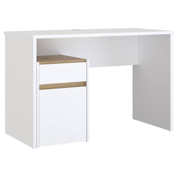Schreibtisch Warra Weiß / Eiche Artisan Dekor - Breite: 110 cm