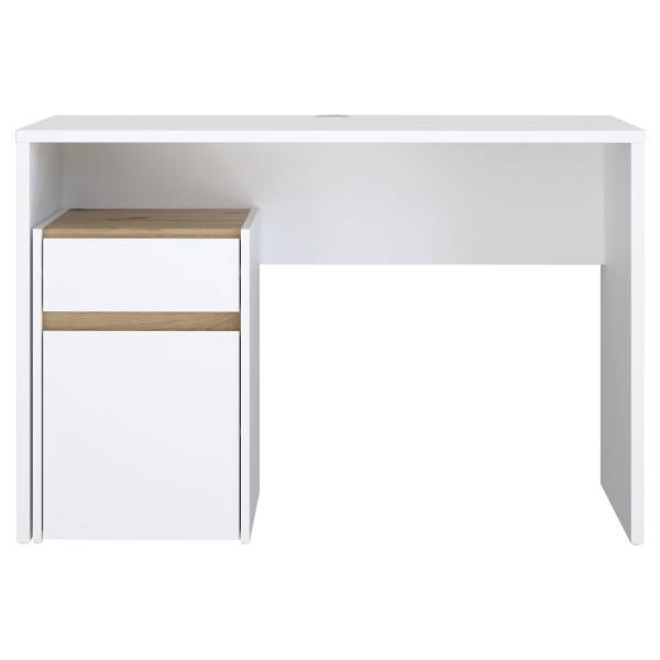 Schreibtisch Warra Weiß / Eiche Artisan Dekor - Breite: 110 cm