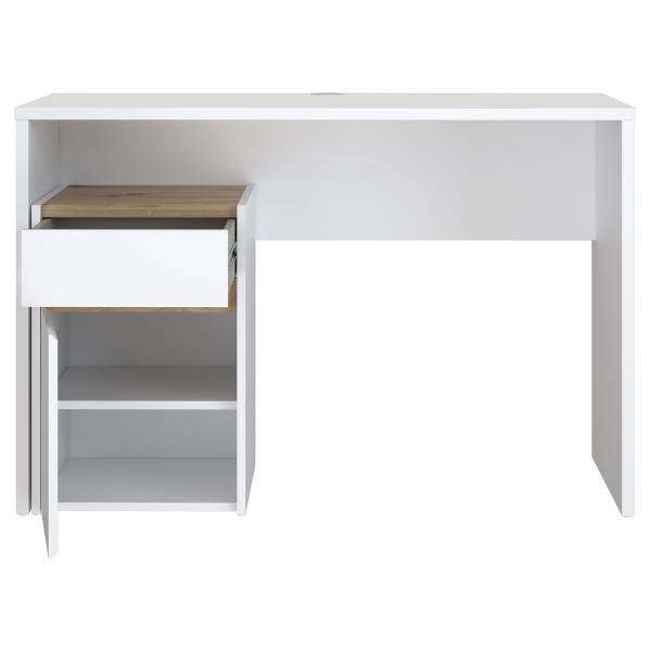 Schreibtisch Warra Weiß / Eiche Artisan Dekor - Breite: 110 cm