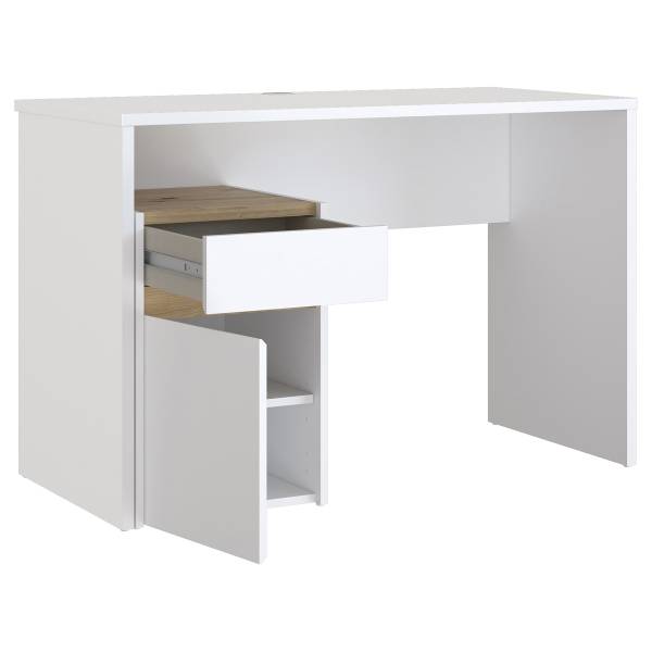 Schreibtisch Warra Weiß / Eiche Artisan Dekor - Breite: 110 cm