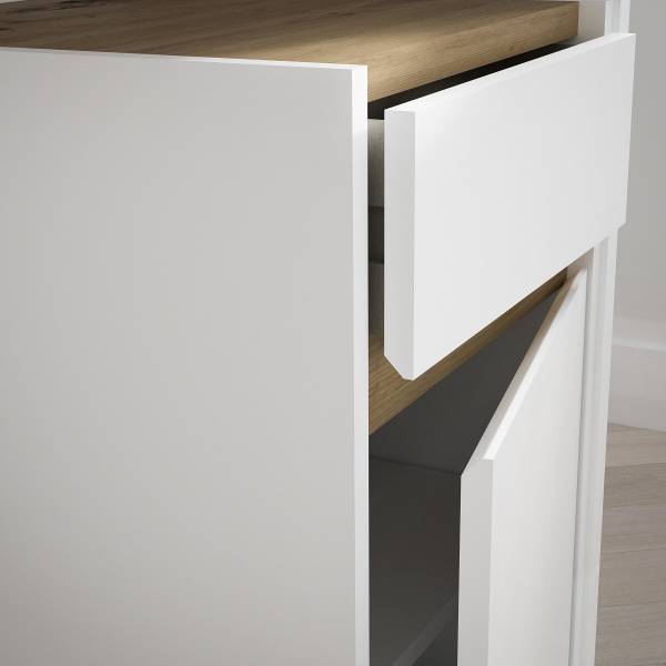 Schreibtisch Warra Weiß / Eiche Artisan Dekor - Breite: 110 cm