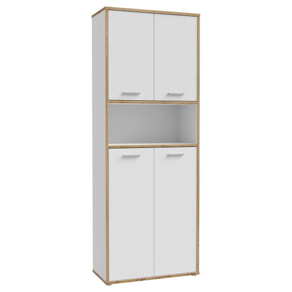 Aktenschrank Lakao offenes Fach Typ A Weiß / Eiche Artisan Dekor