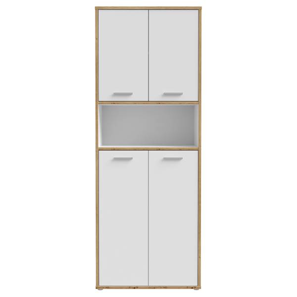Aktenschrank Lakao offenes Fach Typ A Weiß / Eiche Artisan Dekor