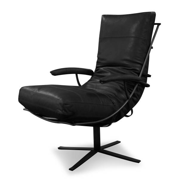 Sessel NIVELLO Echtleder Bulle: Schwarz