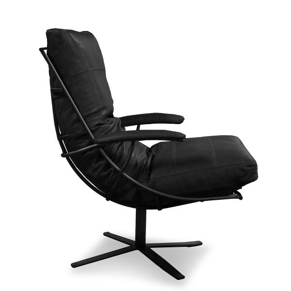 Sessel NIVELLO Echtleder Bulle: Schwarz