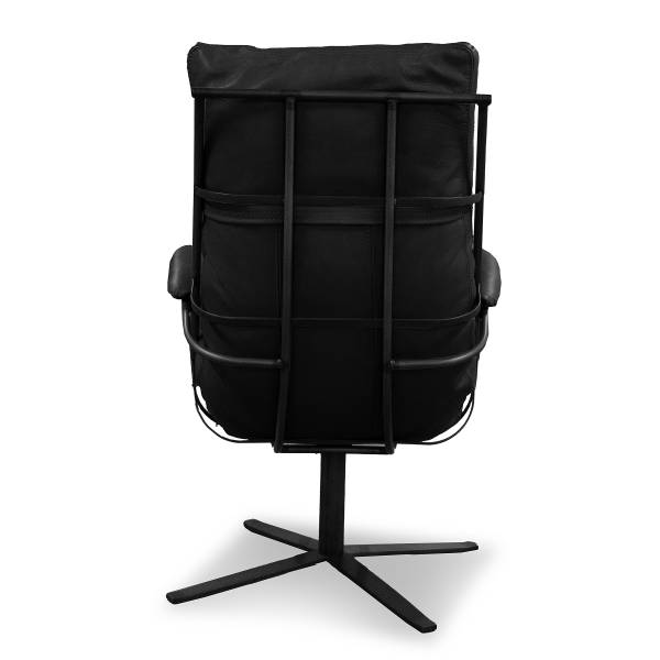 Sessel NIVELLO Echtleder Bulle: Schwarz