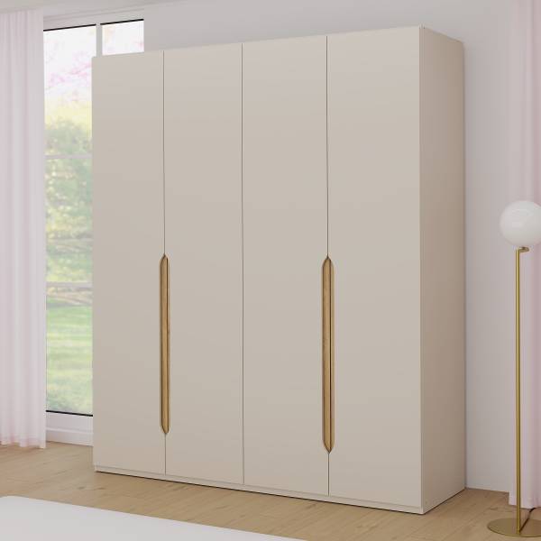 Drehtürenschrank Oxholm Kaschmir / Eiche Mauvella Dekor - Breite: 178 cm