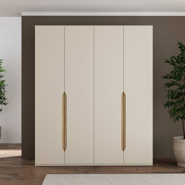 Drehtürenschrank Oxholm Kaschmir / Eiche Mauvella Dekor - Breite: 178 cm