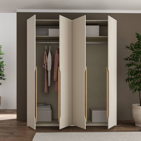Drehtürenschrank Oxholm Kaschmir / Eiche Mauvella Dekor - Breite: 178 cm