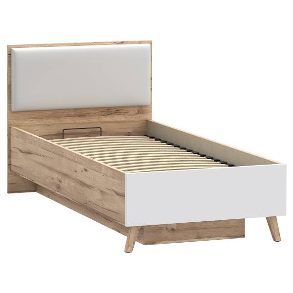 Bettgestell Weser Plankeneiche Dekor / Weiß - 90 x 200cm