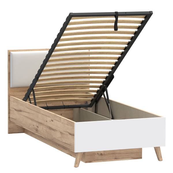 Bettgestell Weser Plankeneiche Dekor / Weiß - 90 x 200cm
