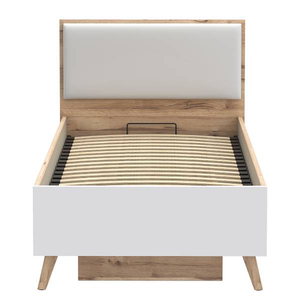 Bettgestell Weser Plankeneiche Dekor / Weiß - 90 x 200cm