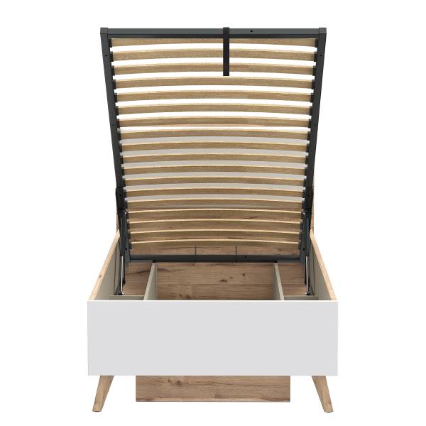 Bettgestell Weser Plankeneiche Dekor / Weiß - 90 x 200cm