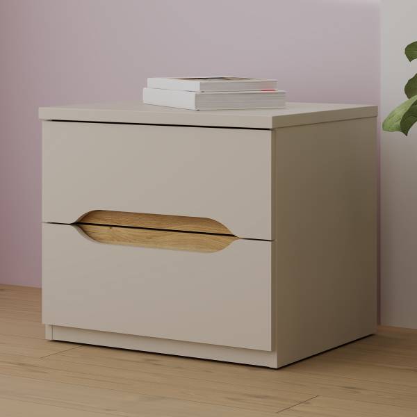 Table de chevet Oxholm Cachemire / Imitation chêne Mauvella - Hauteur : 44 cm