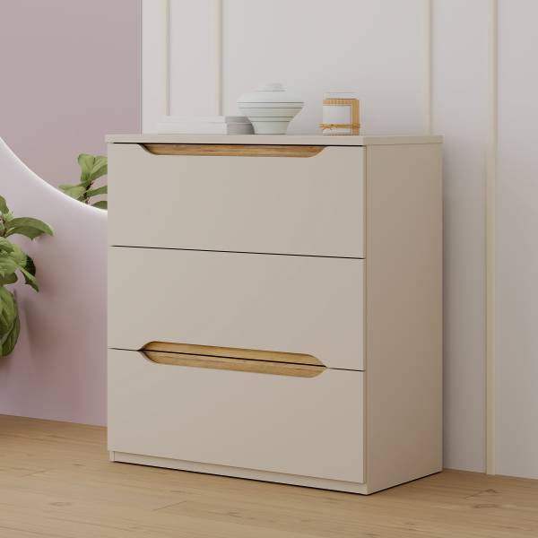 Kommode Oxholm Kaschmir / Eiche Mauvella Dekor - Höhe: 92 cm