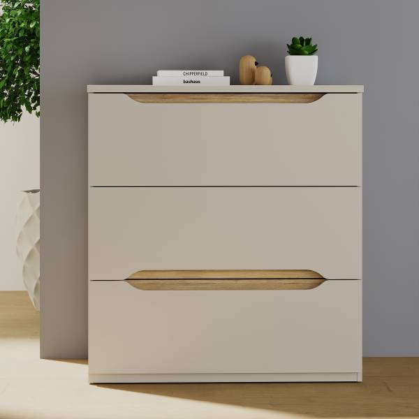 Kommode Oxholm Kaschmir / Eiche Mauvella Dekor - Höhe: 92 cm