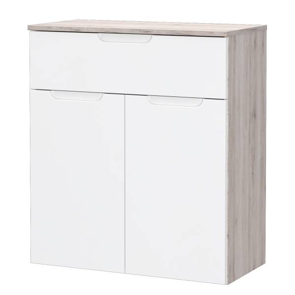 Kast Mijay 2 deuren hoogglans wit/zandkleurige eikenlook