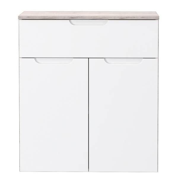 Kast Mijay 2 deuren hoogglans wit/zandkleurige eikenlook
