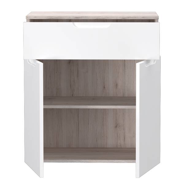 Kast Mijay 2 deuren hoogglans wit/zandkleurige eikenlook