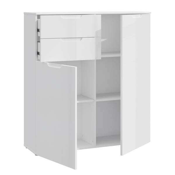 Commode Siano à 2 portes Blanc brillant / blanc mat