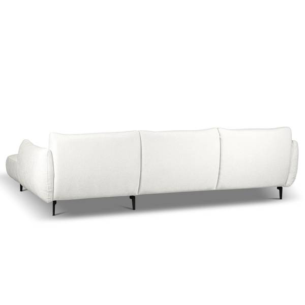 Ecksofa LESSLY mit Longchair Webstoff Stormy: Creme - Longchair davorstehend rechts