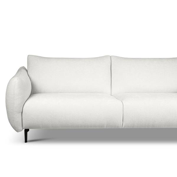 Ecksofa LESSLY mit Longchair Webstoff Stormy: Creme - Longchair davorstehend rechts